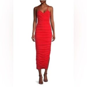 Elliatt Red Ruched Pippa Body Con dress, XS